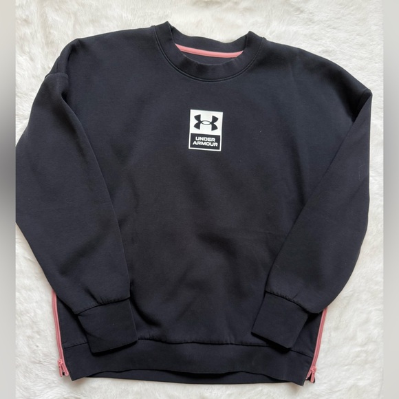 Under Armour Black Crewneck Sweatshirt with Pink Accents - Picture 1 of 4